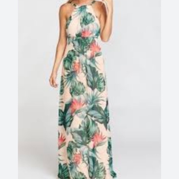 Show Me Your MuMu Dresses & Skirts - Show Me Your Mumu Coral Green Tropical Heather Halter Dress